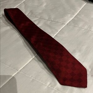 Louis Vuitton Deep Red Checkered Tie